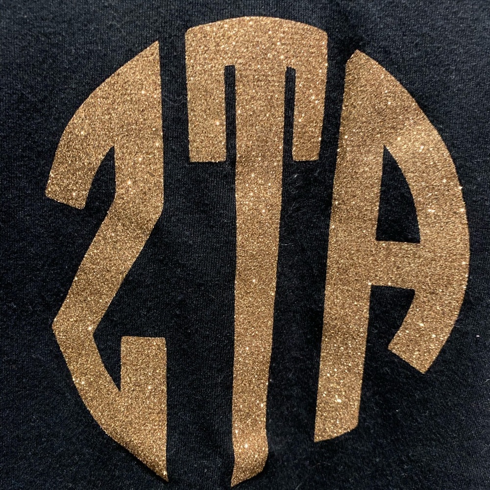 Zeta Tau Alpha (ZTA) Gold Lettered V-Neck Shirt